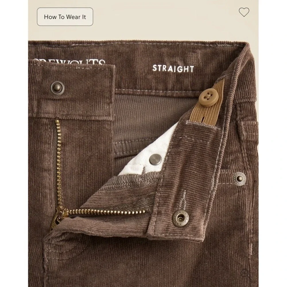 J Crew Crewcuts NWT Boys Straight stretch corduroy pant Raw Umber Brown Size 12